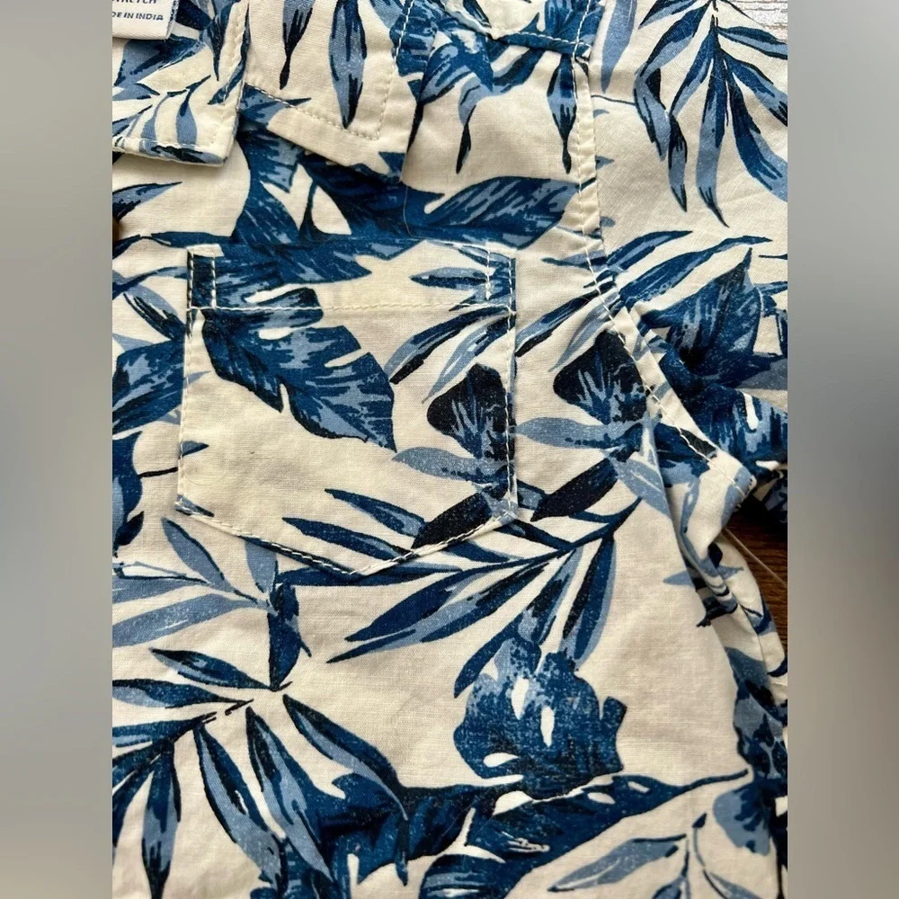 OLD NAVY NWT Blue Floral Button Down Shirt, 12-18 Month
